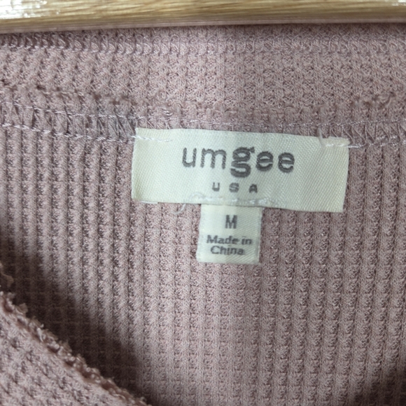 Umgee Pink Floral Patchwork Long Sleeve Thermal Top Medium Preppy Boho Cottage - Picture 4 of 8